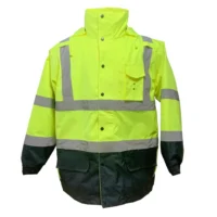 102 Raincoat/Parka Jacket Class 3 300D Oxford PU Coated Detachable Quilted Inner Lime