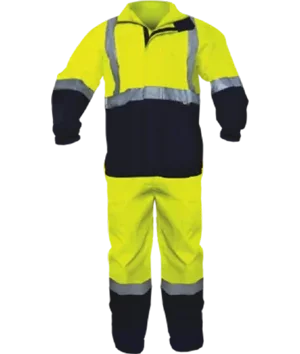 105 Rainsuit Two Tone Lime and Navy 300D Oxford PU Coated Fabric Class 2