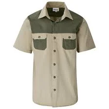 Mens Short Sleeve Serengeti 2 Tone Bush Shirt