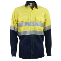Mining Shirt 65/35 Polycotton Silver Ref Tape Yellow/Navy