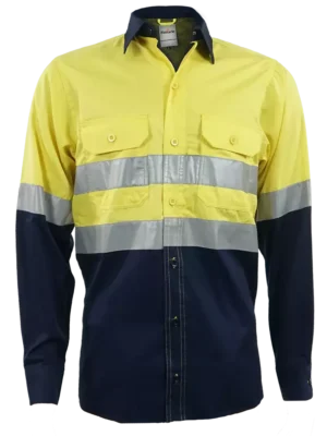 Mining Shirt 65/35 Polycotton Silver Ref Tape Yellow/Navy