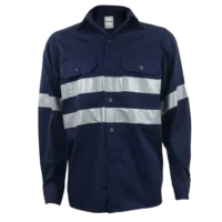 Mining Shirt 65/35 Polycotton Silver Ref Tape Navy/Navy