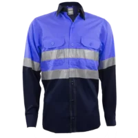 Mining Shirt 65/35 Polycotton Silver Ref Tape Electric Blue/Navy