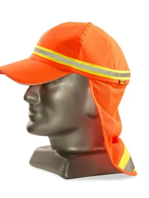 Reflective Baseball Hat With Neck Protector (Orange)