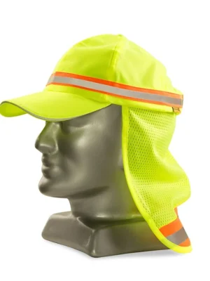Reflective Baseball Hat With Neck Protector (Lime)