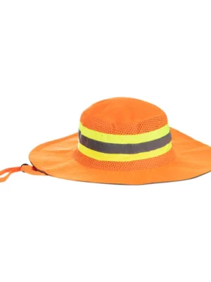 Brimmed Hat Orange With Reflective Tape