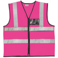 Pink Reflective Vest With Zip & ID Pouch