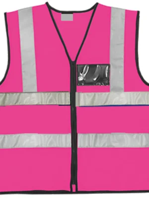 212 Pink Reflective Vest With Zip & ID Pouch