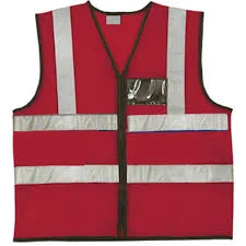 213 Red Reflective Vest With Zip & ID Pouch