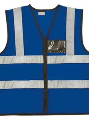 Blue Reflective Vest With Zip & ID Pouch