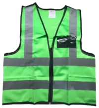 Emerald Green Reflective Vest With Zip & ID Pouch