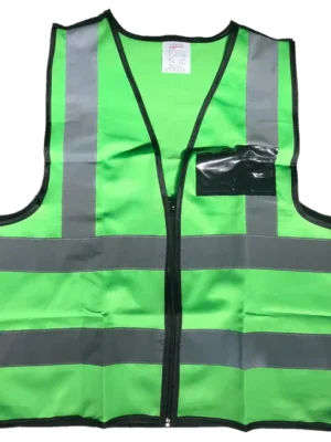 Emerald Green Reflective Vest With Zip & ID Pouch