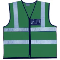 Blackish Green Reflective Vest With Zip & ID Pouch