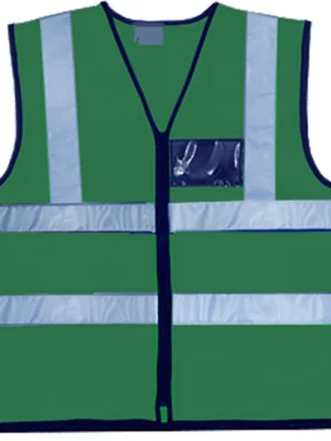Blackish Green Reflective Vest With Zip & ID Pouch