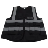 Black Reflective Vest With Zip & ID Pouch