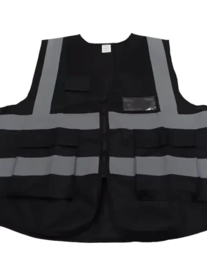 Black Reflective Vest With Zip & ID Pouch