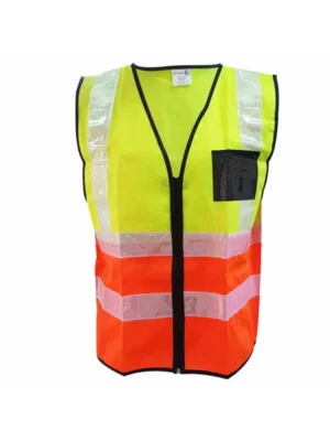Dromex Lime/Orange Reflective Vest With Zip & ID