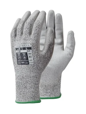 Level 3 Cut Resistant Glove Grey PU Palm Cut