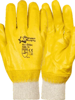 Yellow Nitrile Fully Dipped Knit Wrist Glove