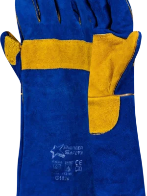 PIONEER 8 Blue Lined Double Palm Elbow Length Glove Kevlar Stitch