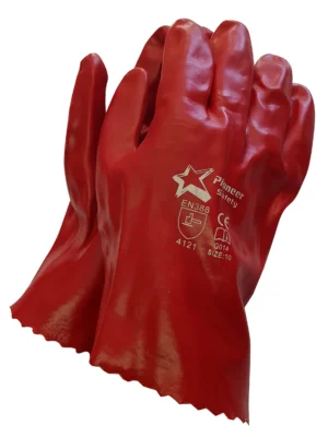 PIONEER Red PVC Glove 27cm Open Cuff
