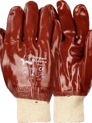 416 PIONEER Red PVC Glove 40cm Open Cuff