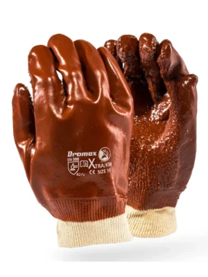 PIONEER Gorgon Brown Heavy Duty PVC Glove Open Cuff 27cm