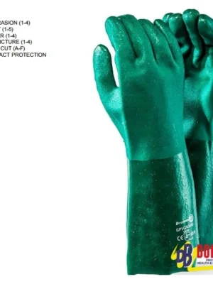 419 Heavy Duty Green Textured PVC Elbow Length Glove 40cm