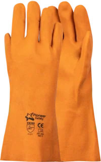 PIONEER Gorgon Brown Heavy Duty PVC Glove Open Cuff 40cm