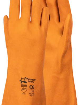 PIONEER Gorgon Brown Heavy Duty PVC Glove Open Cuff 40cm