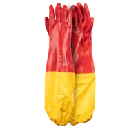 PIONEER Red PVC Shoulder Length Glove 60cm with Yellow Attachment