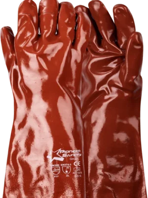 PIONEER Orange Foam PVC Glove 27cm Open Cuff