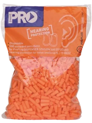 508 Hi-Vis Bullet Earplug Uncorded Refill Pack 500 Pcs