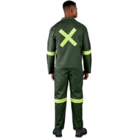 Olive Acid Resistant Polycotton Conti Suit with Reflective Arms, Legs & Back