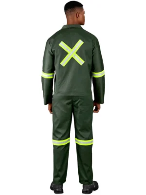 61 Olive Acid Resistant Polycotton Conti Suit with Reflective Arms, Legs & Back