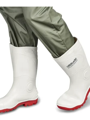 Hygiene White Gumboot Non-Steel Toe Cap with Red Sole