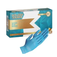 Blue Nitrile Examination Glove Powder Free (100 pcs per box) Golden Hands MOQ 10 per size - Food Grade