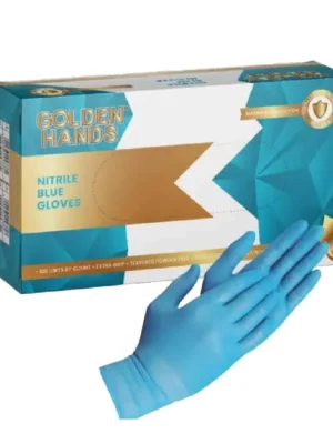 Blue Nitrile Examination Glove Powder Free (100 pcs per box) Golden Hands MOQ 10 per size - Food Grade