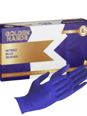 Cool Blue Nitrile Medical Examination Golden Hands Powder Free Box of 100 Gloves (only sold in cartons of 10 per size)